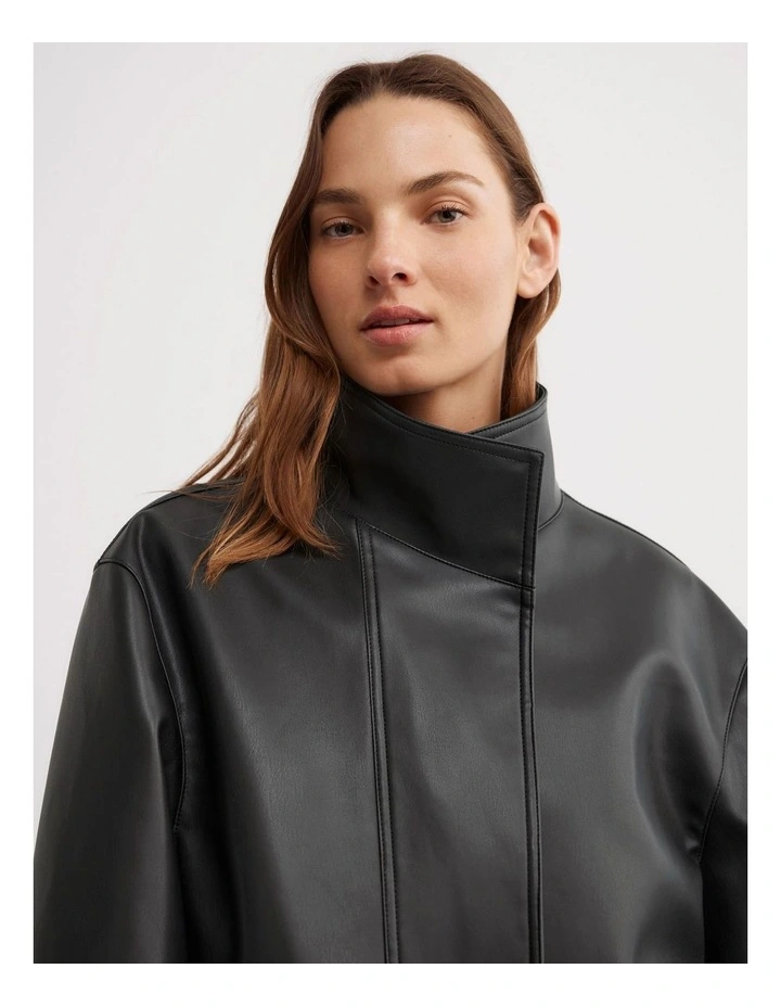 Boxy Biker Jacket in Black image 3