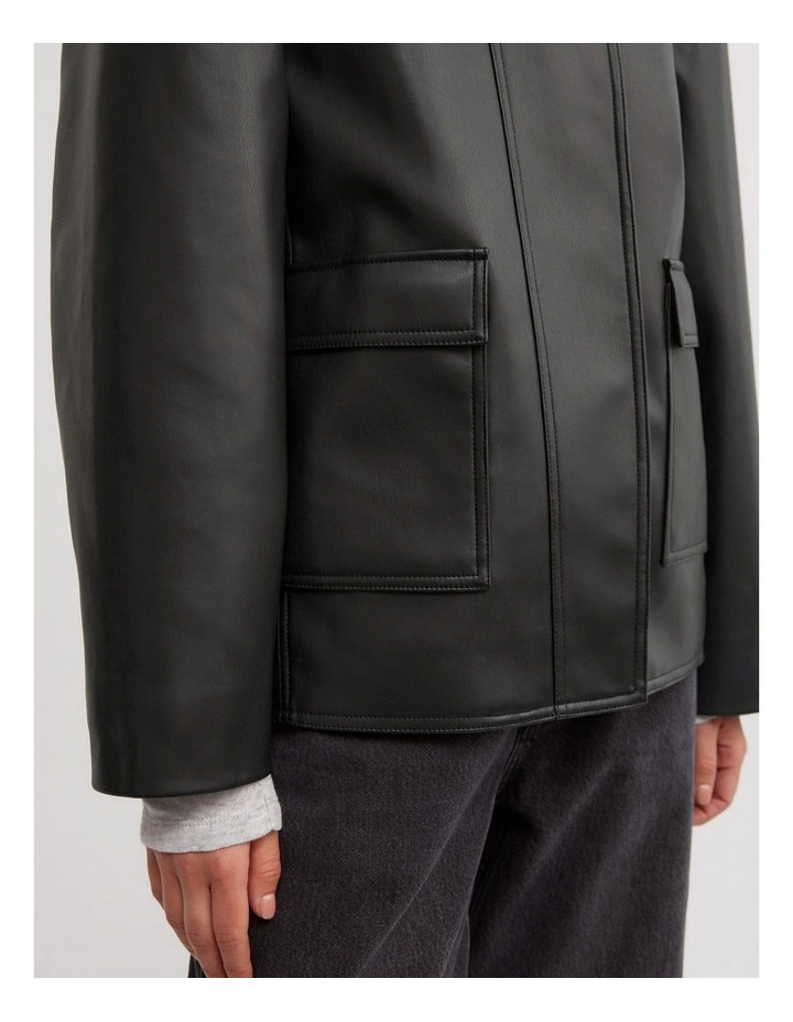 Boxy Biker Jacket in Black image 5