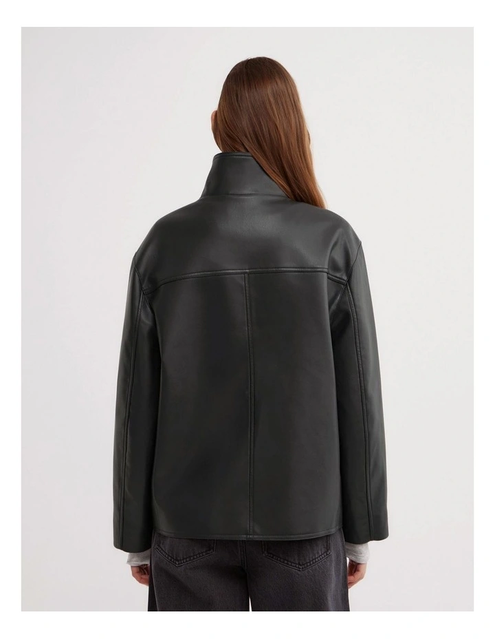 Boxy Biker Jacket in Black image 6