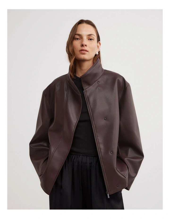 Boxy Biker Jacket in Espresso image 1