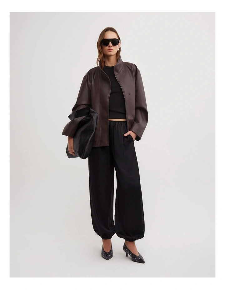 Boxy Biker Jacket in Espresso image 2
