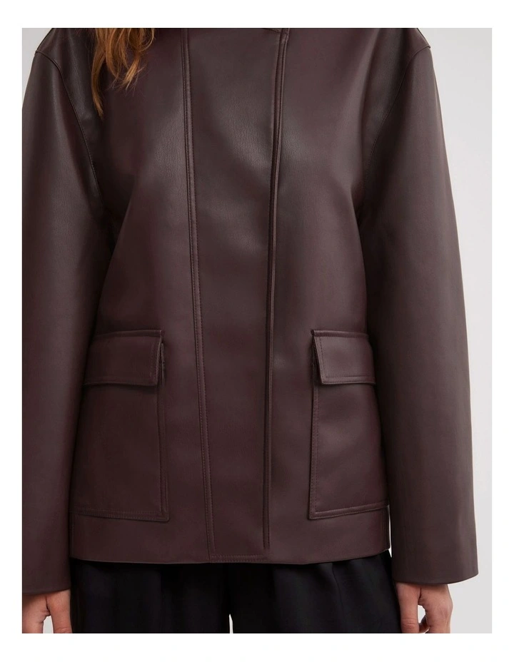 Boxy Biker Jacket in Espresso image 4