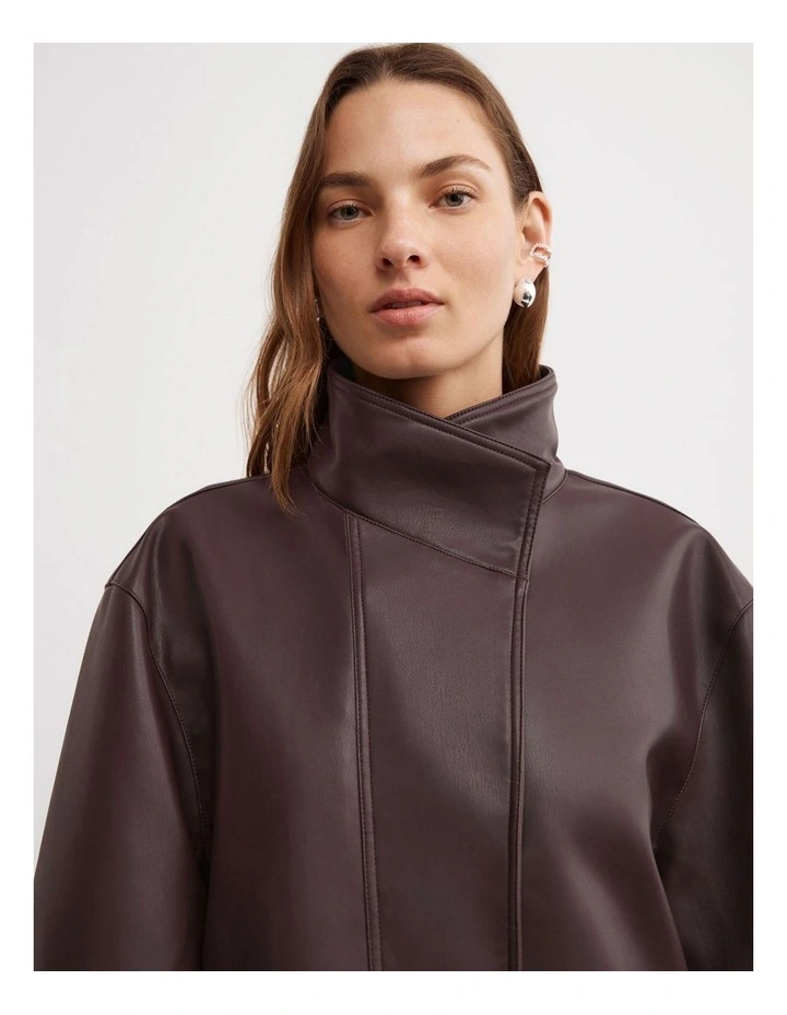 Boxy Biker Jacket in Espresso image 5