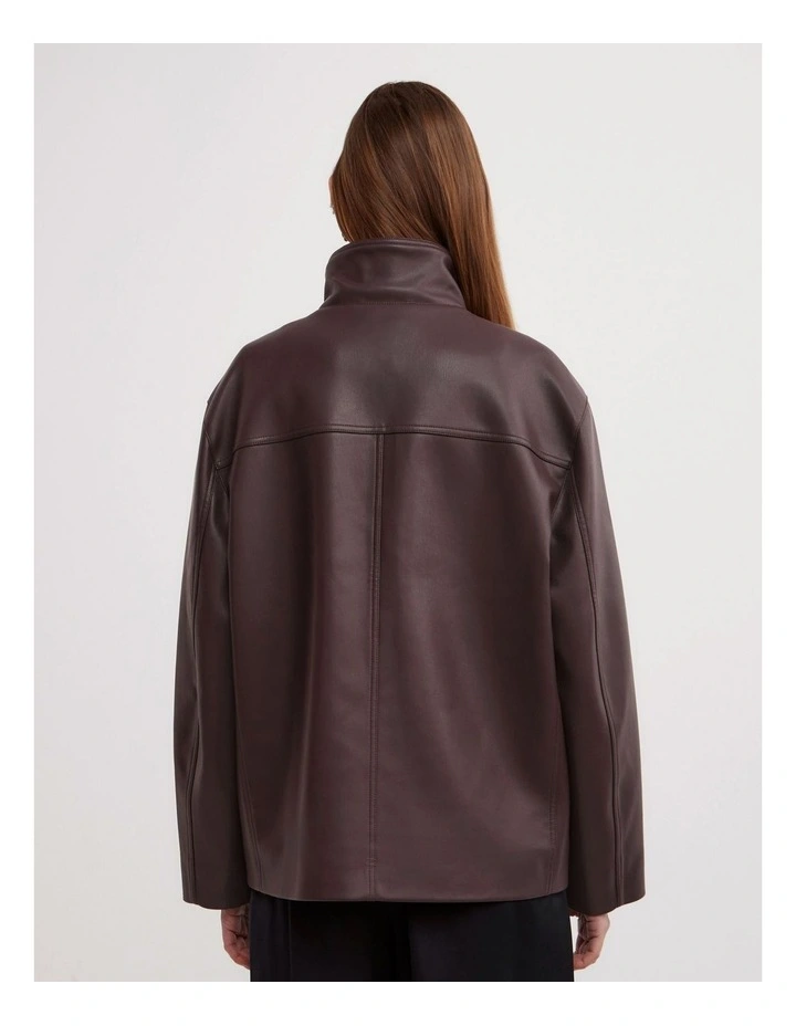 Boxy Biker Jacket in Espresso image 6