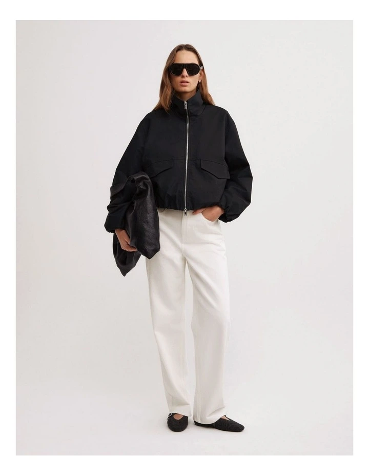 Funnel Bomber Jacket in Black image 2