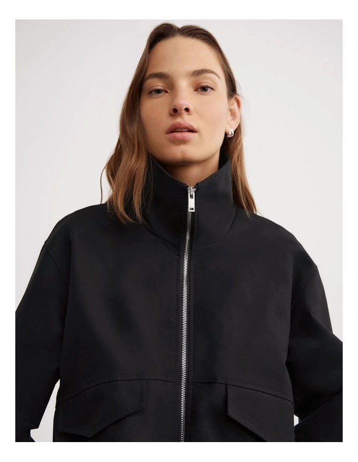 Funnel Bomber Jacket in Black image 3