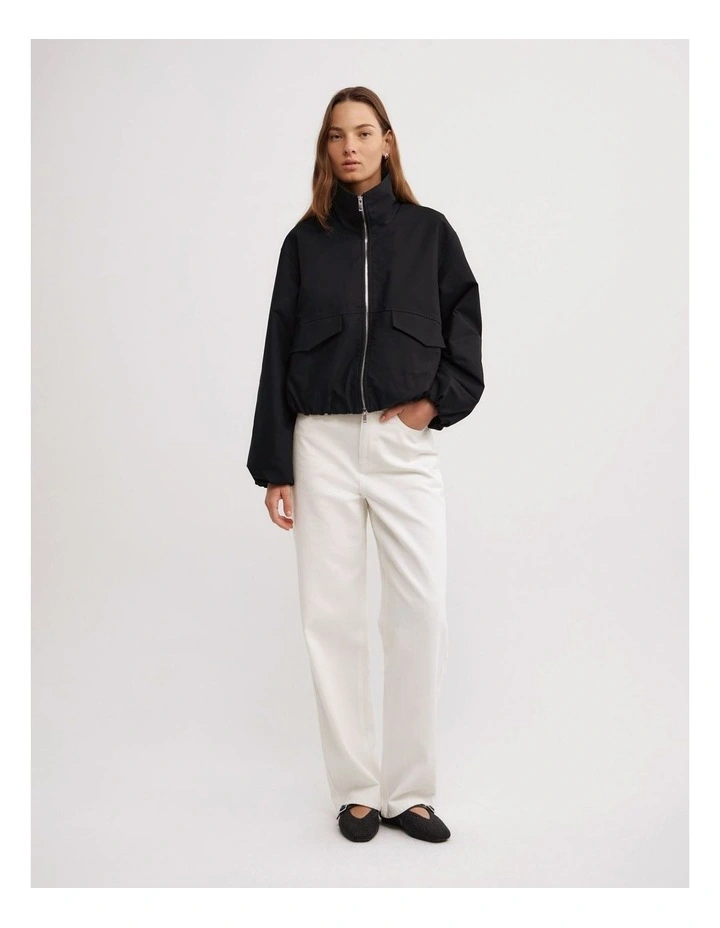 Funnel Bomber Jacket in Black image 4