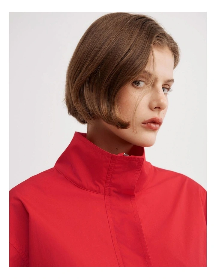 Funnel Zip Through Jacket in Red image 3