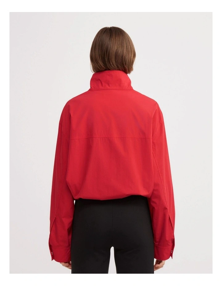 Funnel Zip Through Jacket in Red image 5