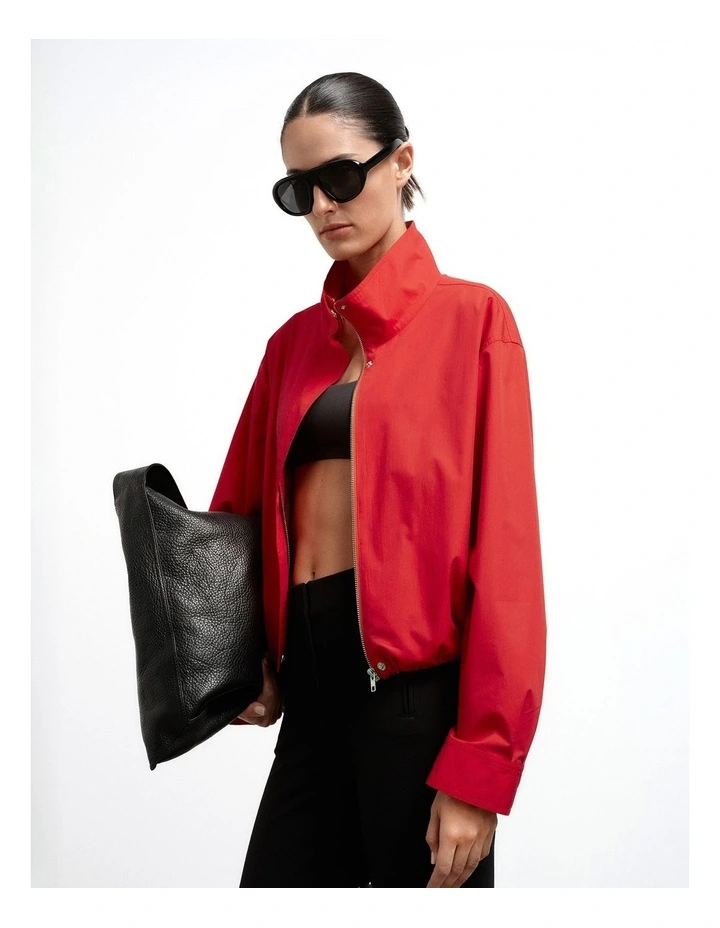 Funnel Zip Through Jacket in Red image 6