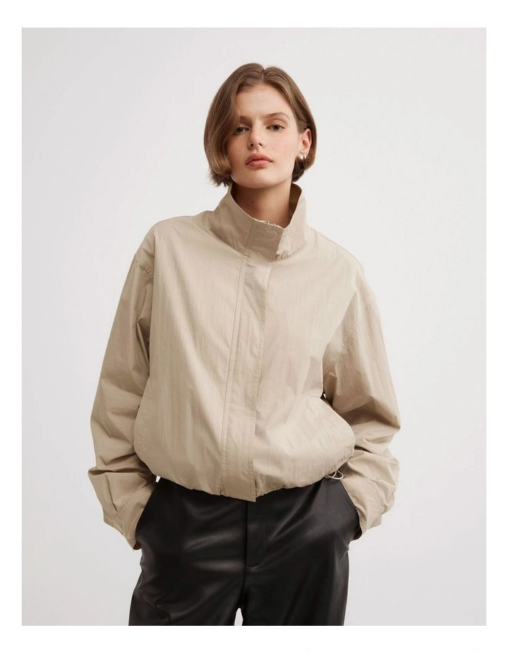Funnel Zip Through Jacket in Camel image 1