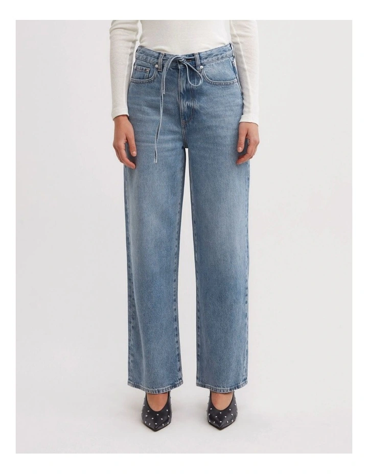 Drawcord Denim Jeans in Amalfi Wash image 2