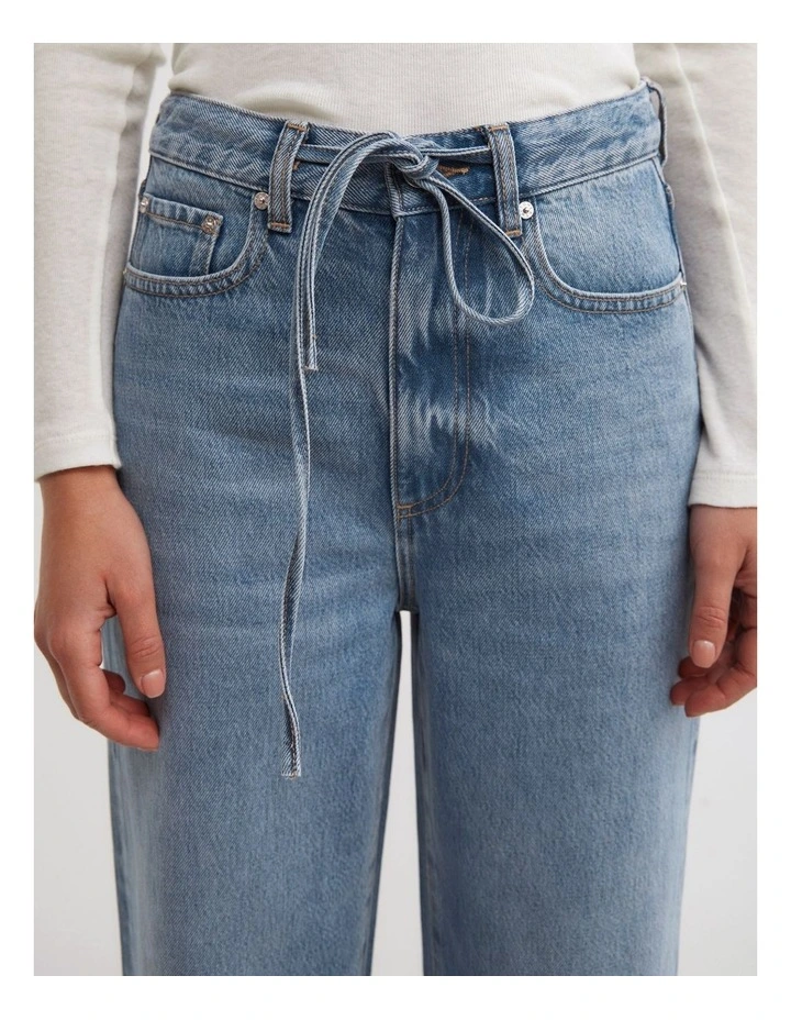 Drawcord Denim Jeans in Amalfi Wash image 3