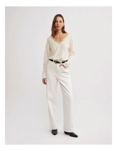 Tailored High Rise Jeans in Parchment