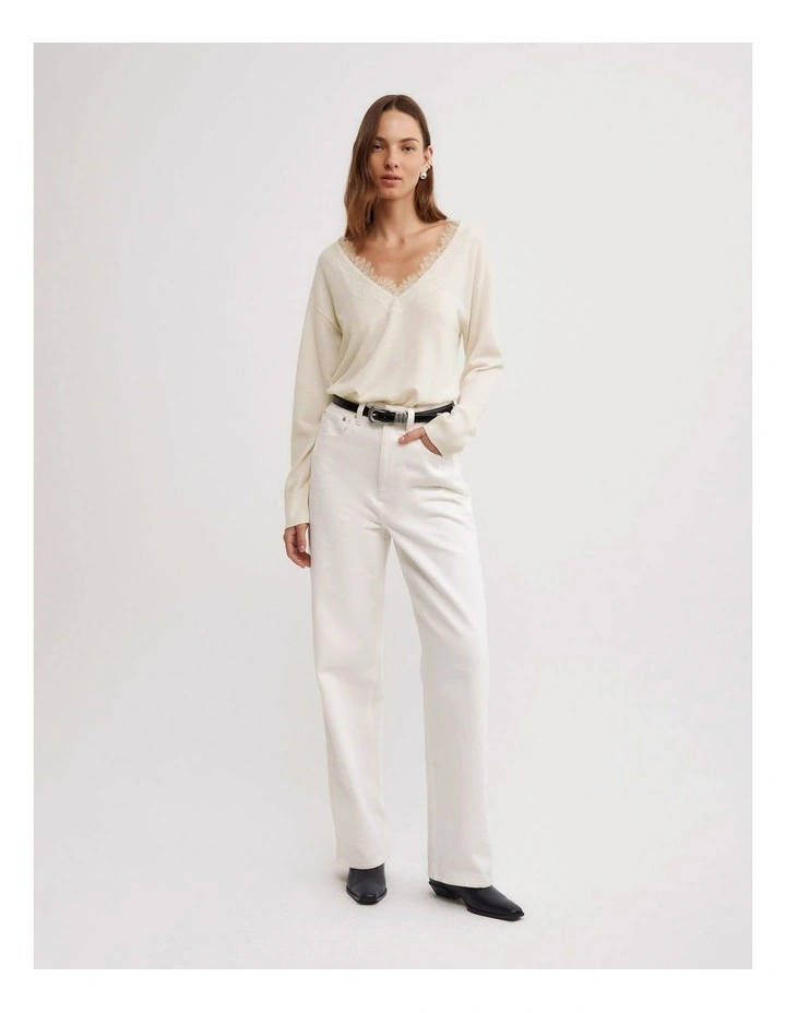 Tailored High Rise Jeans in Parchment image 1