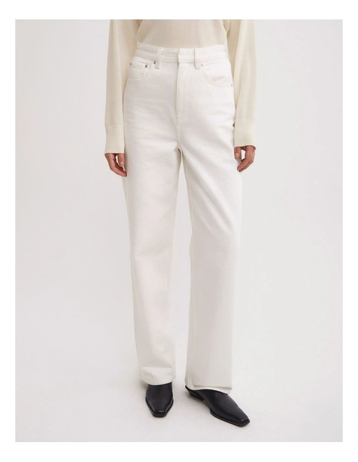Tailored High Rise Jeans in Parchment image 2