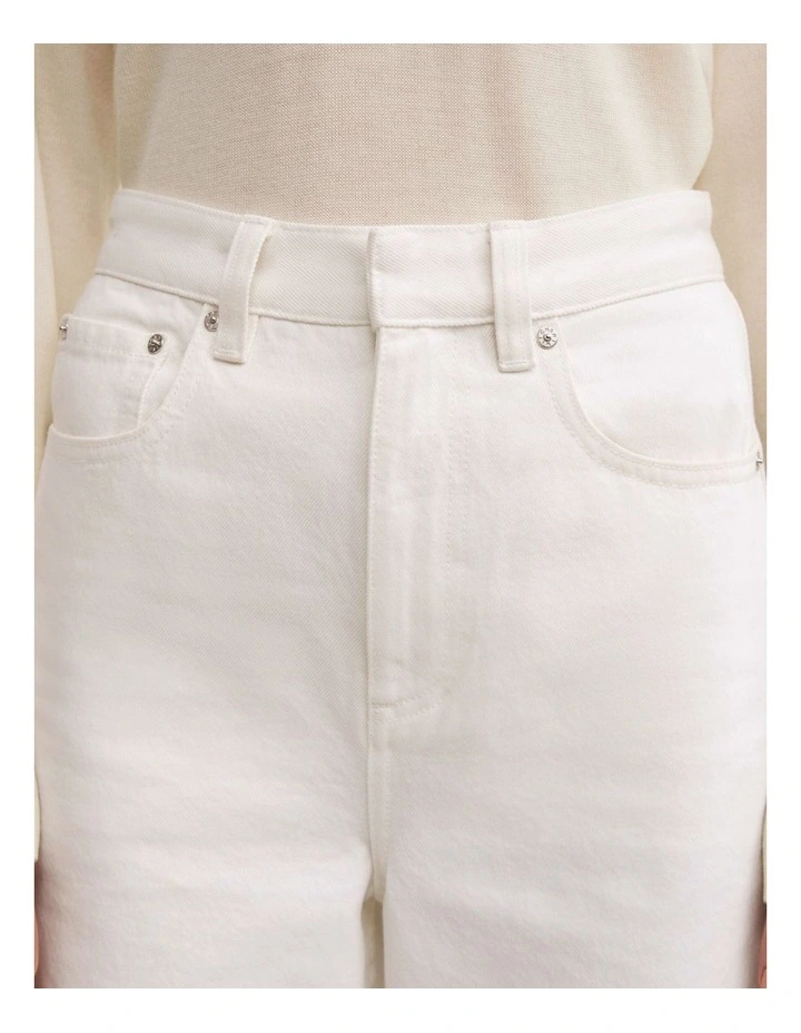 Tailored High Rise Jeans in Parchment image 4
