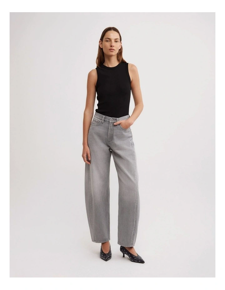 Barrel Leg Jeans in Washed Grey image 3