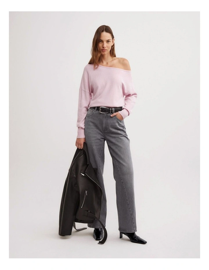 One Shoulder Knit in Ballet image 2