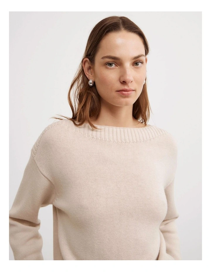 Boat Neck Knit in Oat Marle image 4