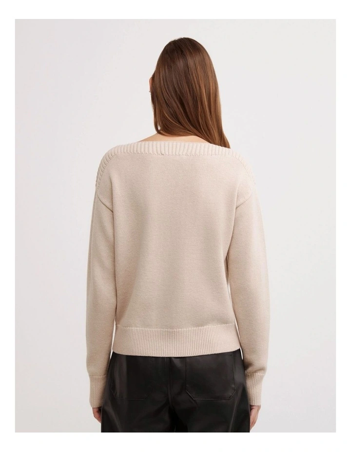 Boat Neck Knit in Oat Marle image 5