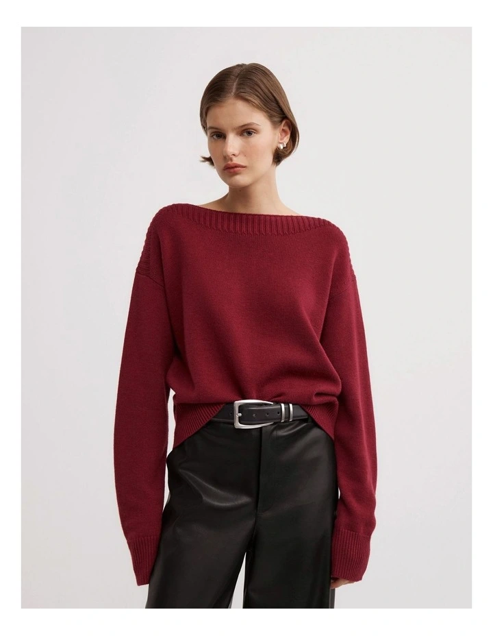 Boat Neck Knit in Oxblood image 1