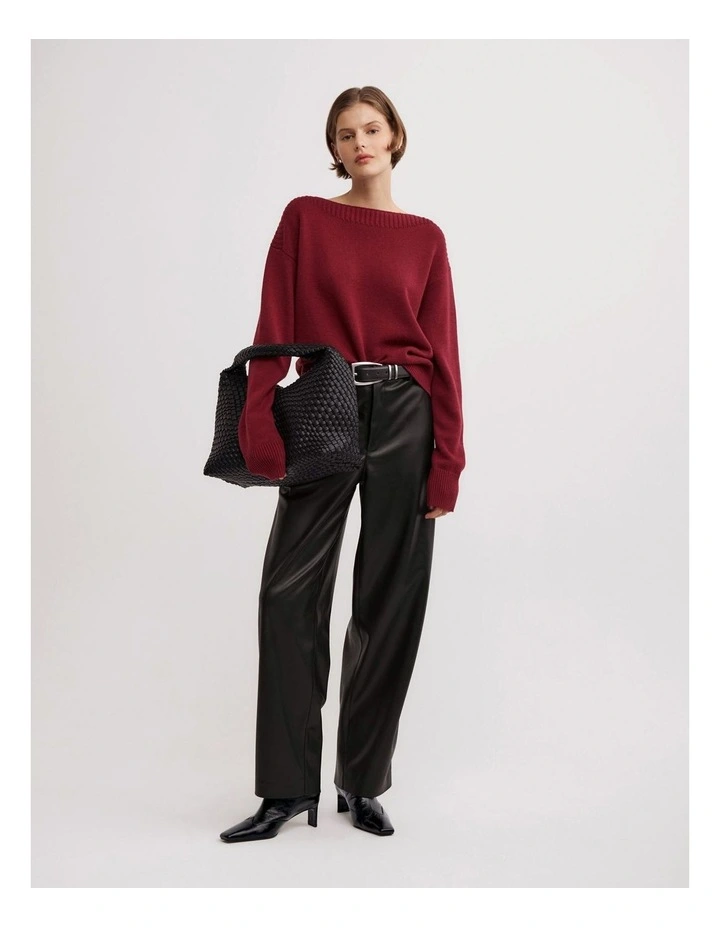 Boat Neck Knit in Oxblood image 2