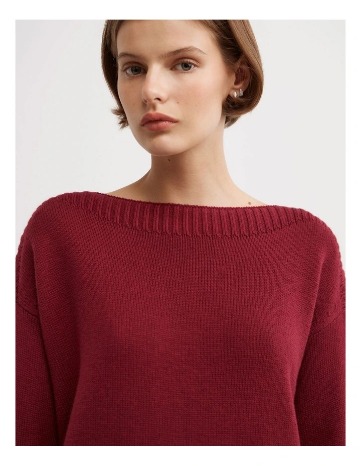 Boat Neck Knit in Oxblood image 3