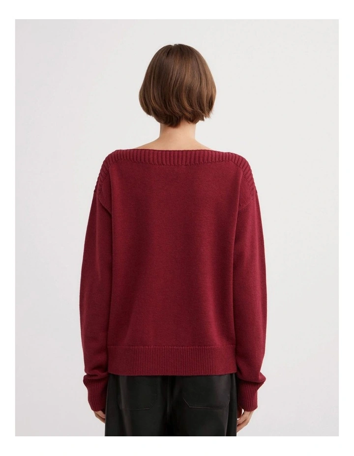 Boat Neck Knit in Oxblood image 4