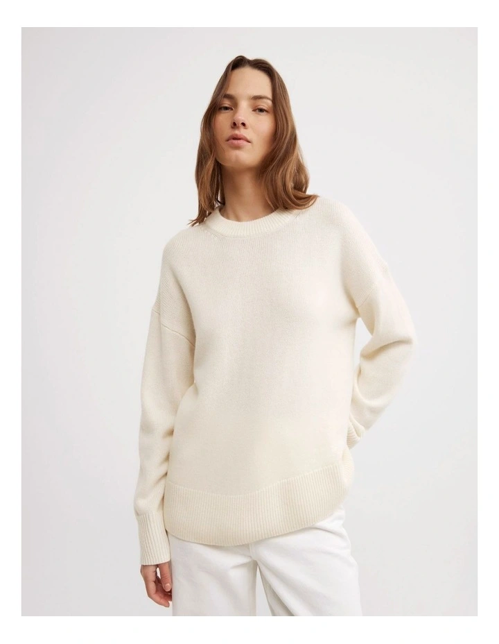 Relaxed Crew Neck Knit in Chalk image 1