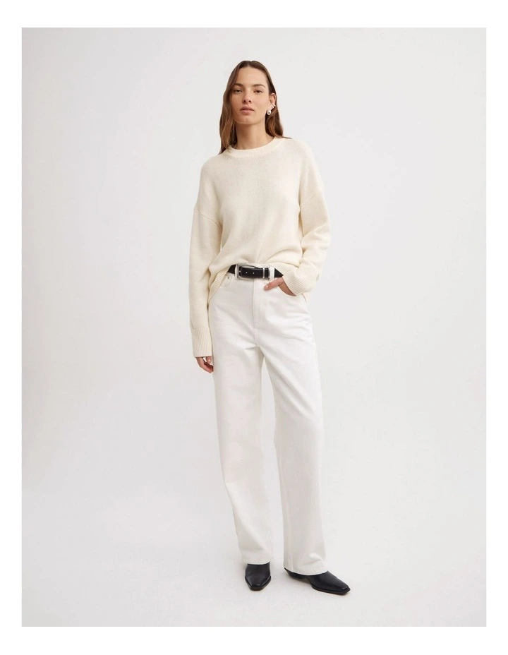 Relaxed Crew Neck Knit in Chalk image 2