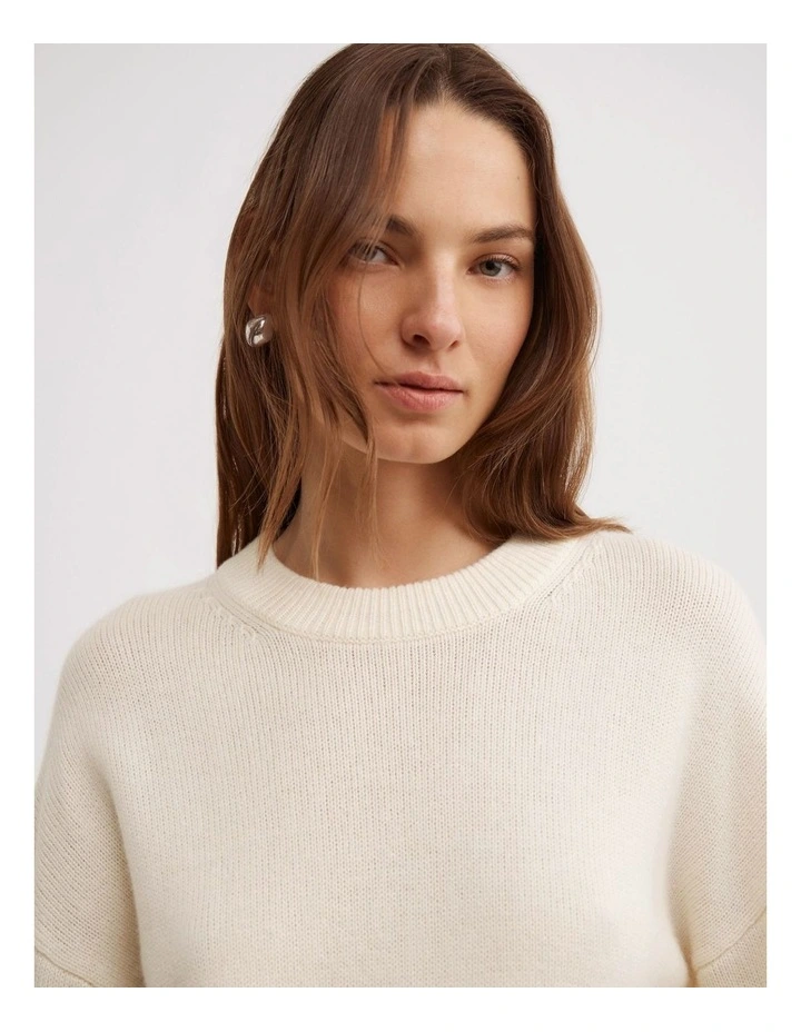 Relaxed Crew Neck Knit in Chalk image 3