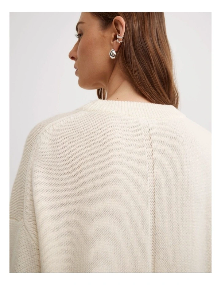 Relaxed Crew Neck Knit in Chalk image 5