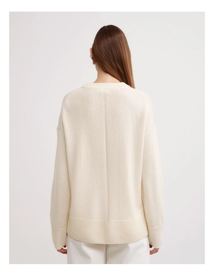 Relaxed Crew Neck Knit in Chalk image 6