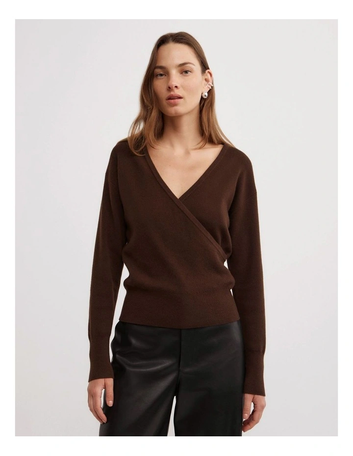 Wrap Front Knit in Espresso image 3