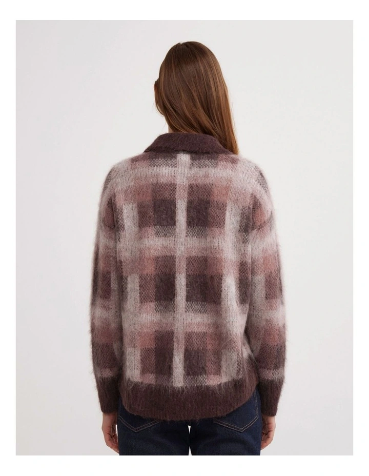 Check Polo Knit in Wine Check image 4