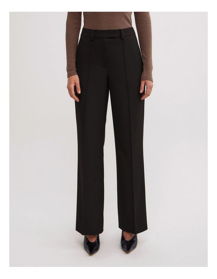 Tailored Straight Leg Pants in Black image 2