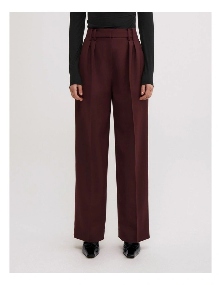 Soft Pleat Trousers in Wine image 2