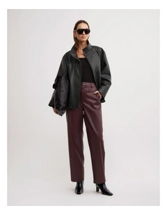 Pu Barrel Trousers in Wine