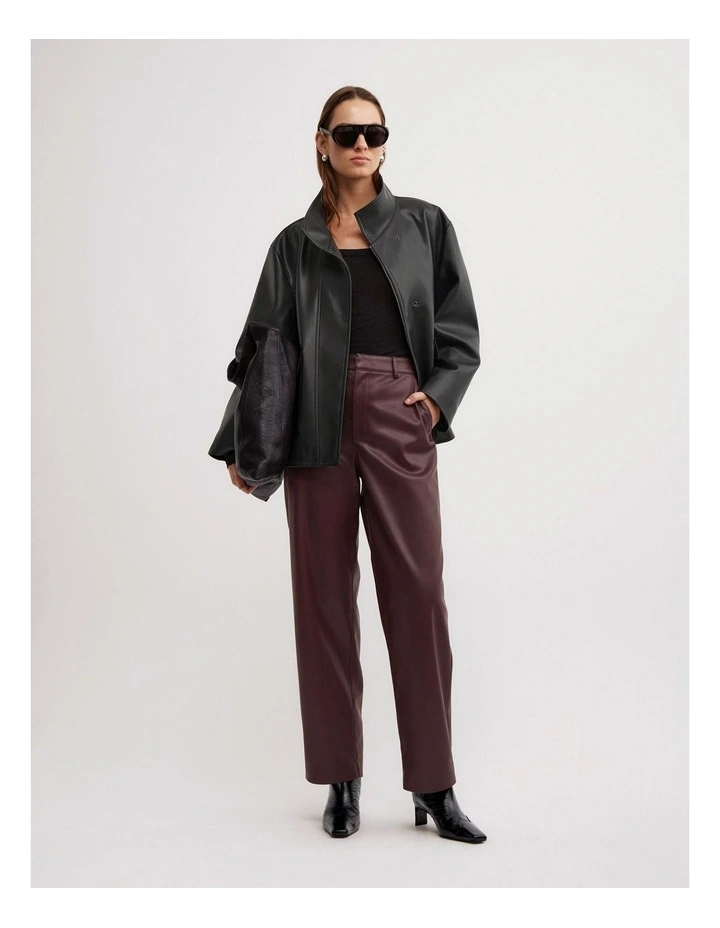 Pu Barrel Trousers in Wine image 1