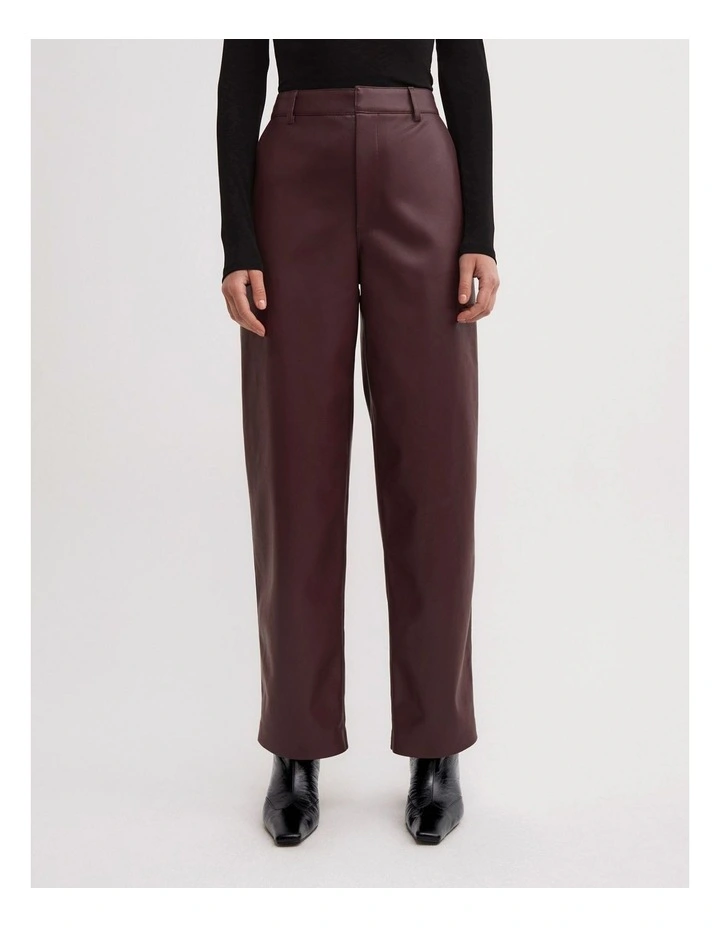Pu Barrel Trousers in Wine image 2