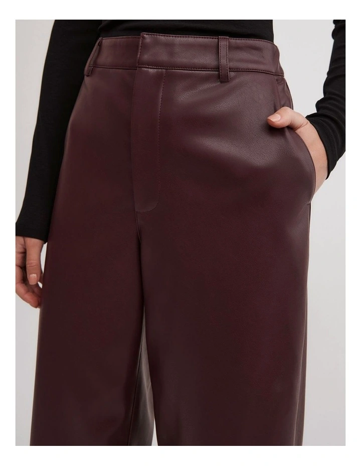 Pu Barrel Trousers in Wine image 4
