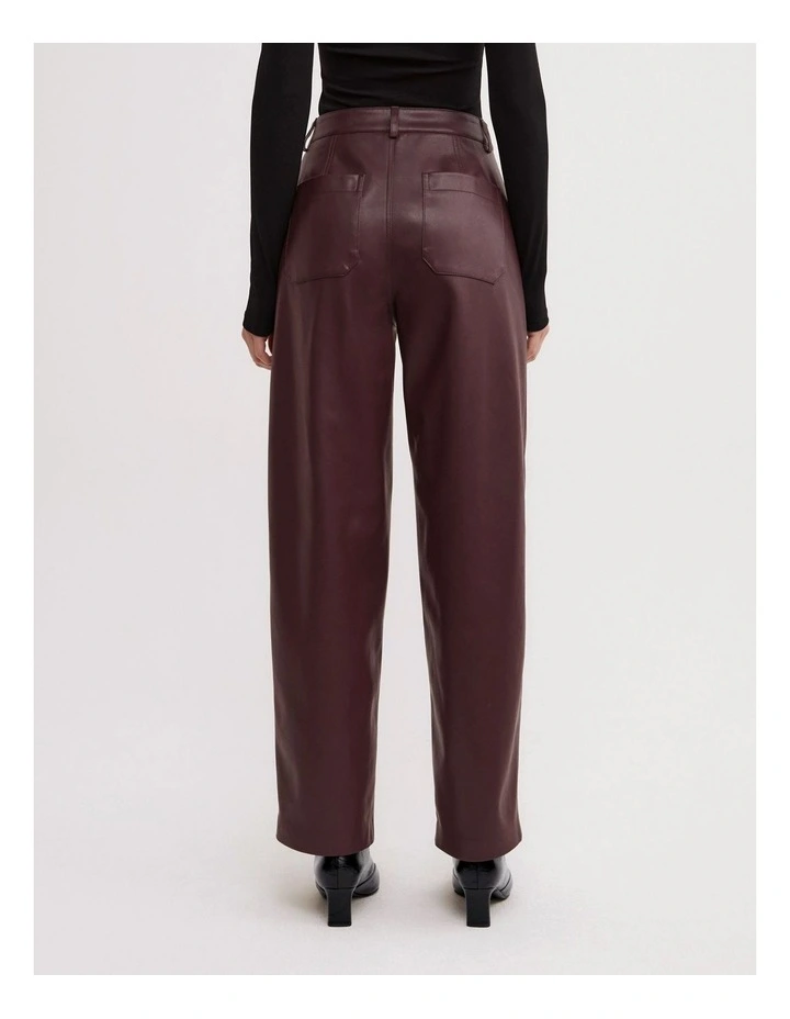 Pu Barrel Trousers in Wine image 5