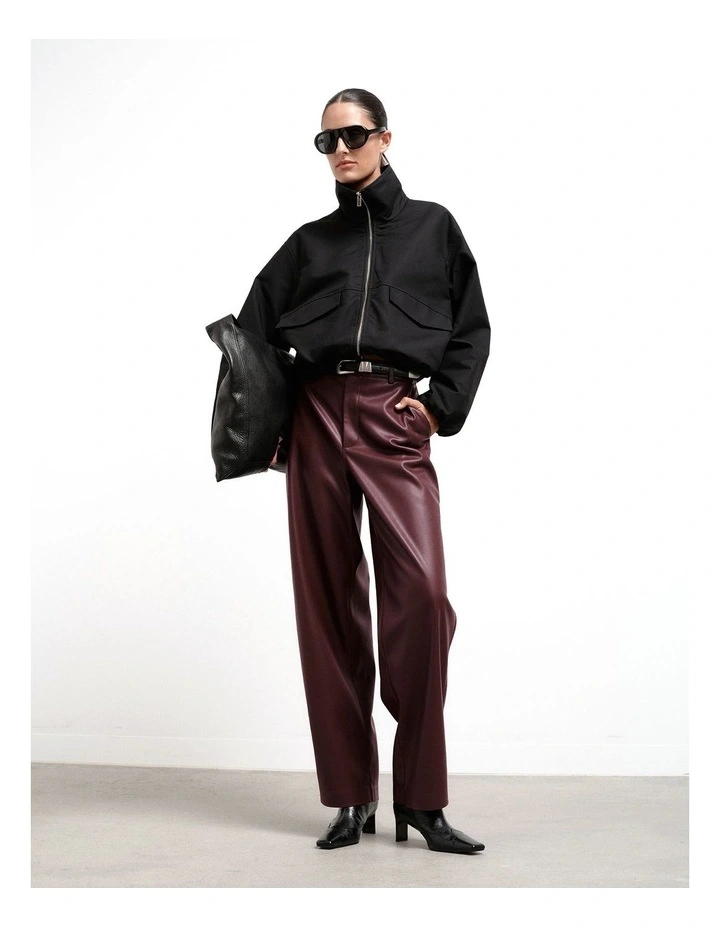Pu Barrel Trousers in Wine image 6