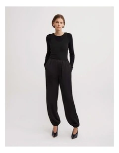 Satin Harem Pants in Black