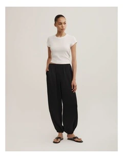 Satin Harem Pants in Black