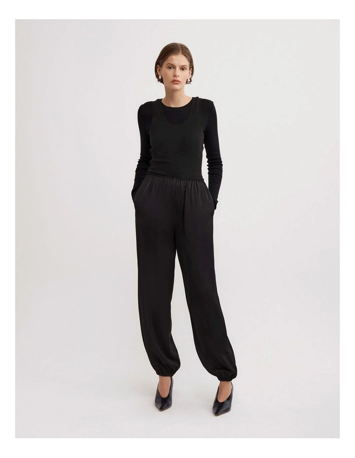 Satin Harem Pants in Black image 1
