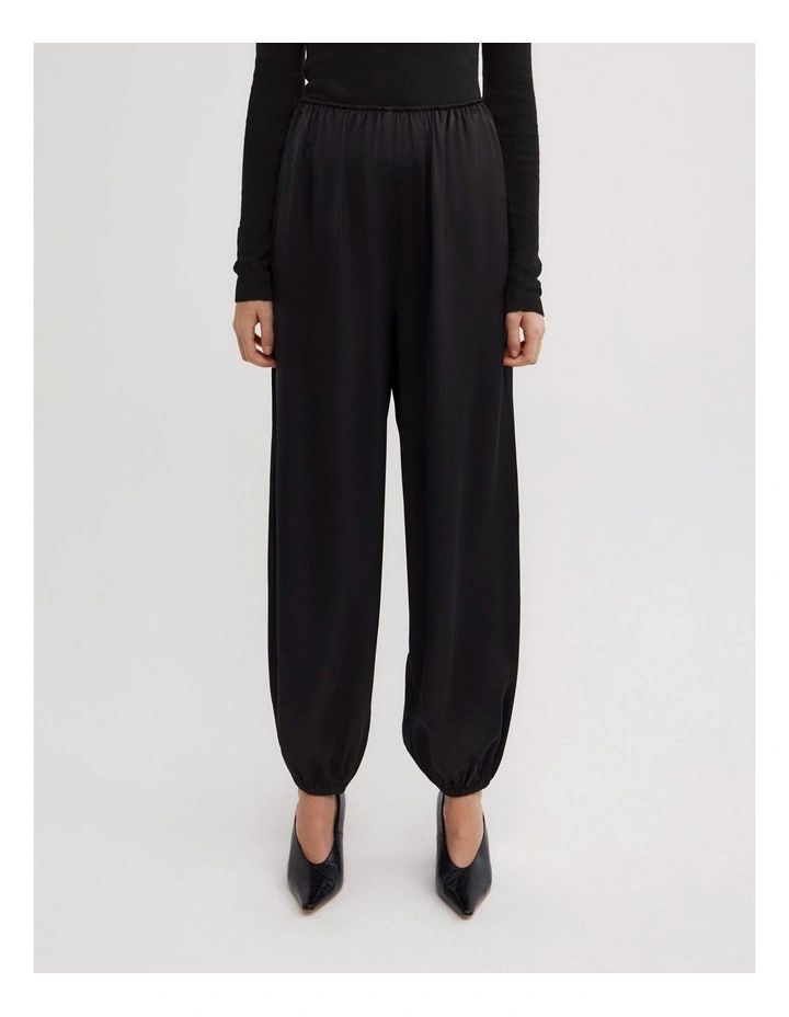 Satin Harem Pants in Black image 2