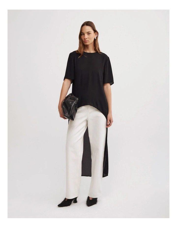 Hi Low Woven Top in Black image 2