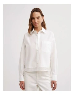 Sheer Insert Shirt in White